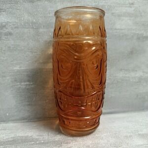 Vintage Glass‎ Tiki Mug Deep Orange Amber Double Face